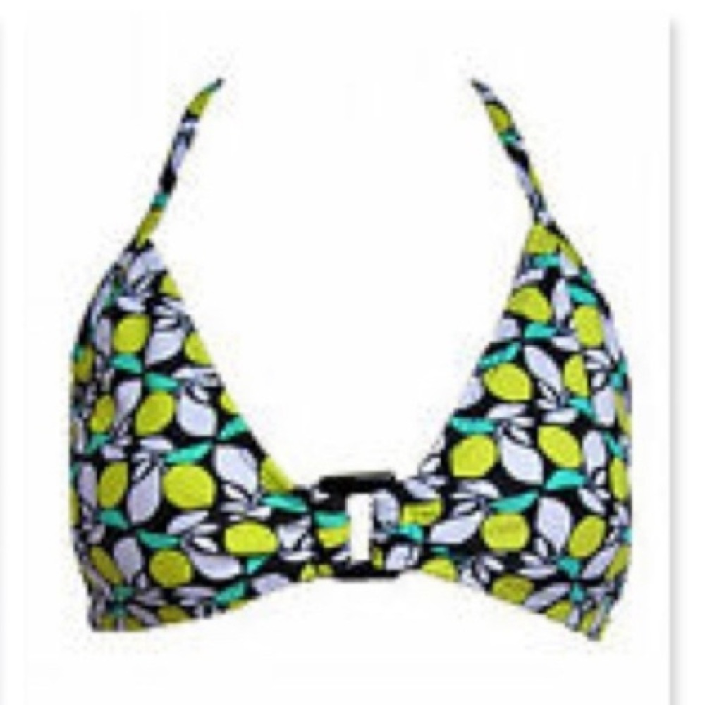 Gap M Lemon String Triangle Strappy Bikini Top Blue Yellow Green White Self Tie